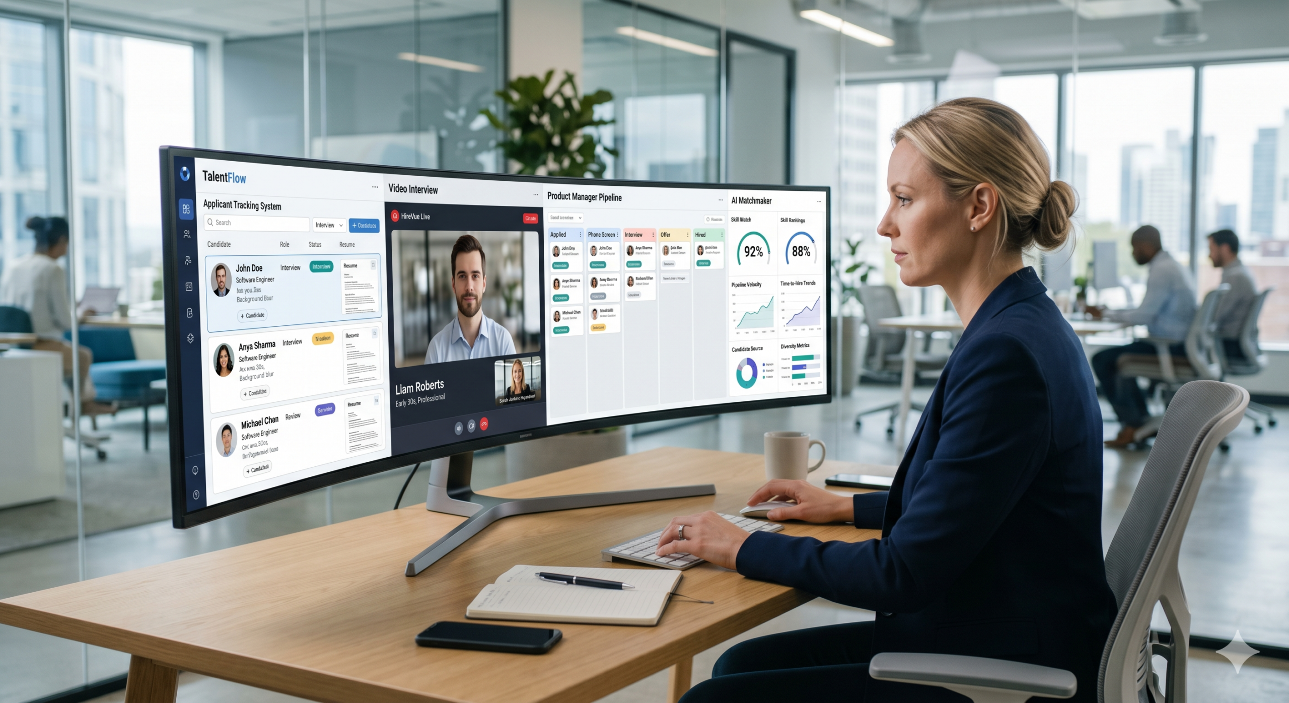 best remote hiring platforms dashboard showing candidate profiles analytics and video interview tools