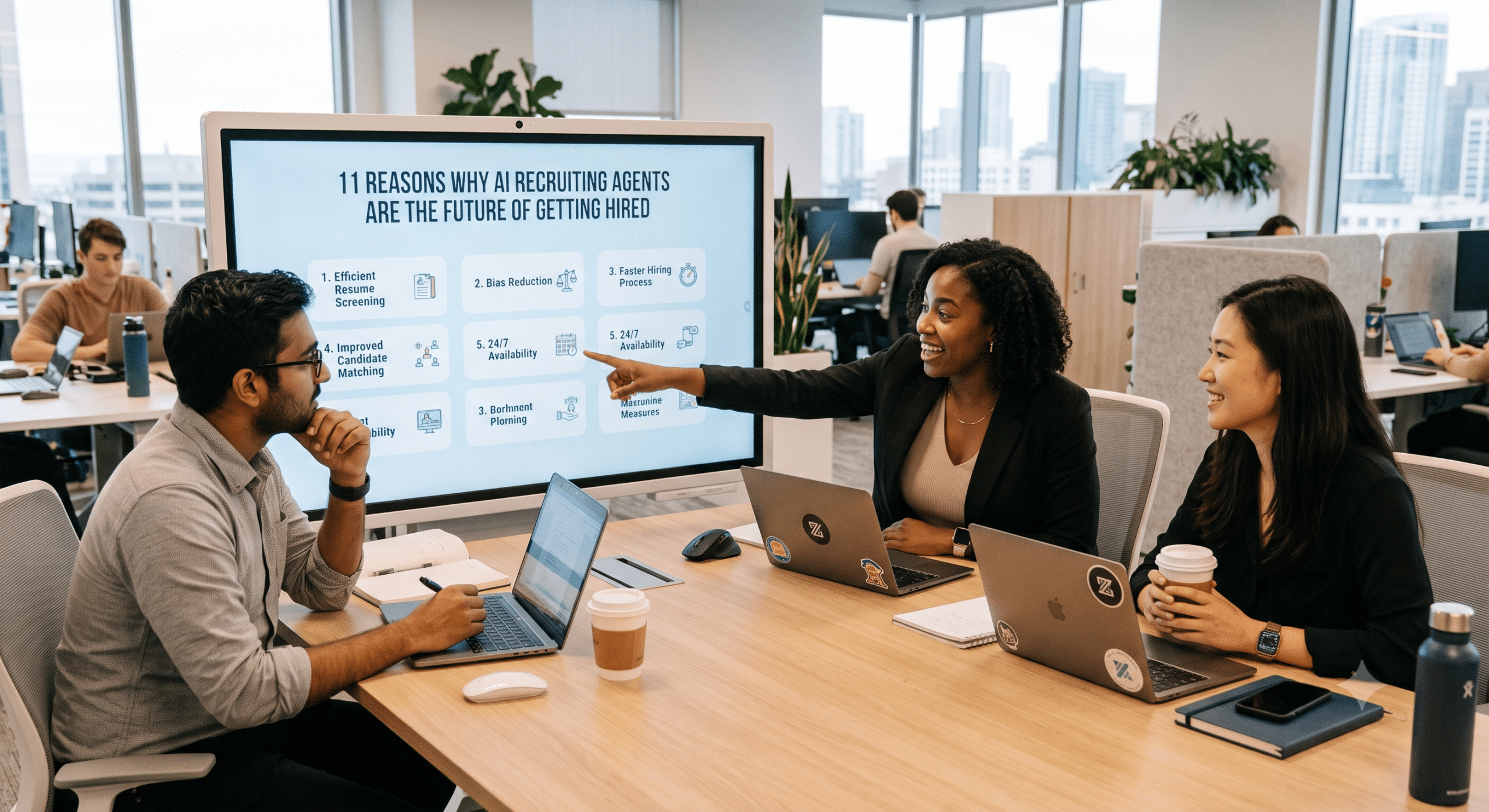 AI hiring workflow automating candidate sourcing, screening, interview scheduling, and recruitment decisions.