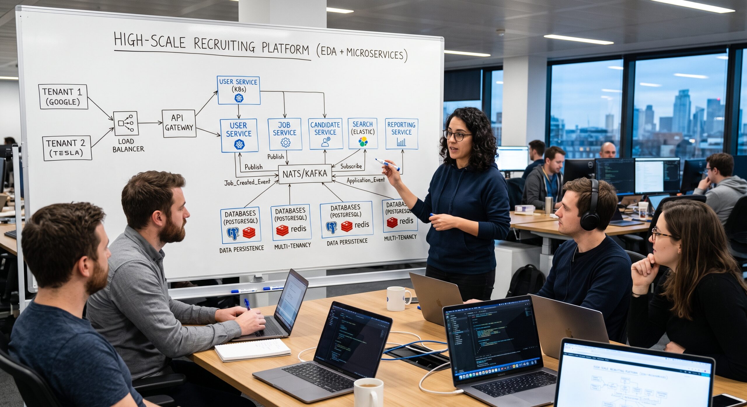 Designing a High-Scale Recruiting Platform: Microservices, Event-Driven Architecture, and Multi-Tenancy